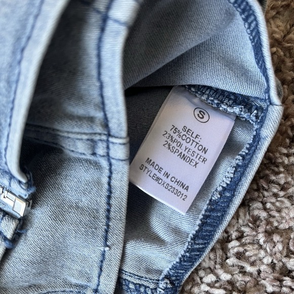 Denim Corset Crop Top Size Small w/Zipper Halter Neck Light-Wash - Picture 8 of 10